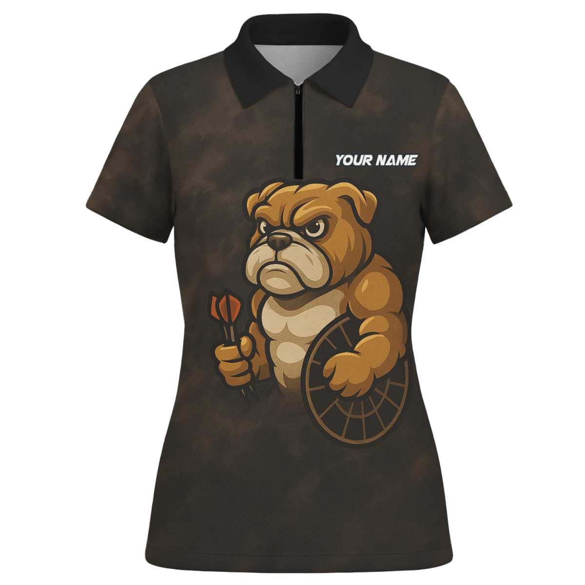 Personalisiertes Damen Poloshirt Bulldogge Darts Braun Schwarz Grunge Z6788 - Outfitsuche