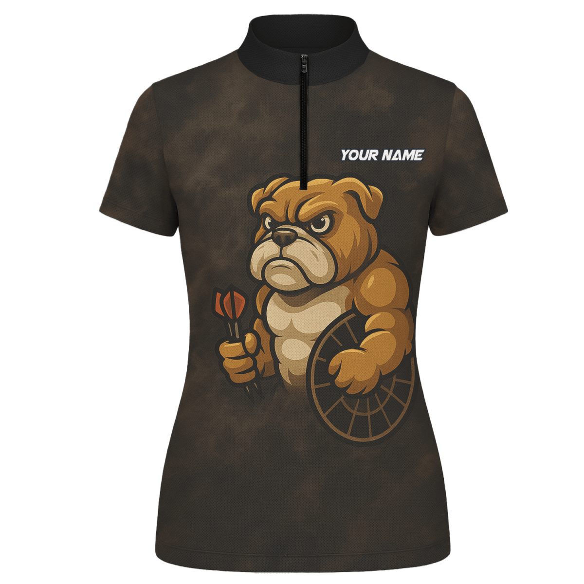 Personalisiertes Damen Poloshirt Bulldogge Darts Braun Schwarz Grunge Z6788 - Outfitsuche