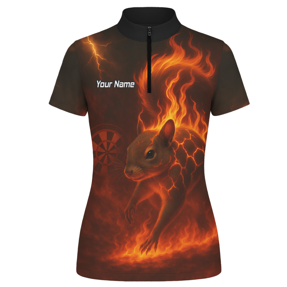 Personalisiertes Damen Poloshirt Darts | Flammendes Eichhörnchen Motiv | Schwarz Rot G7659 - Outfitsuche