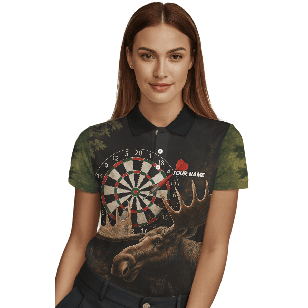 Personalisiertes Damen Poloshirt: Farbenfrohes Farbspritzer - Design mit Weinglas - & Dart - Akzenten Q0247 - Outfitsuche