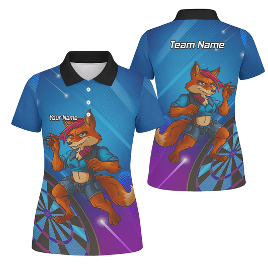 Personalisiertes Damen Poloshirt – Gaming Fuchs Dart Motiv, Blau - Lila C8269 - Outfitsuche