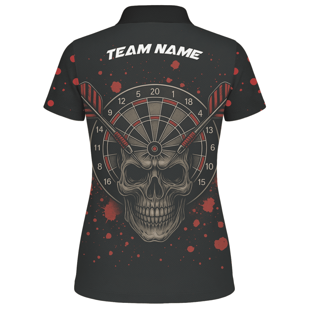 Personalisiertes Damen Poloshirt: Hai & "Darts Mode On" Motiv – Schwarz Mehrfarbig X0845 - Outfitsuche