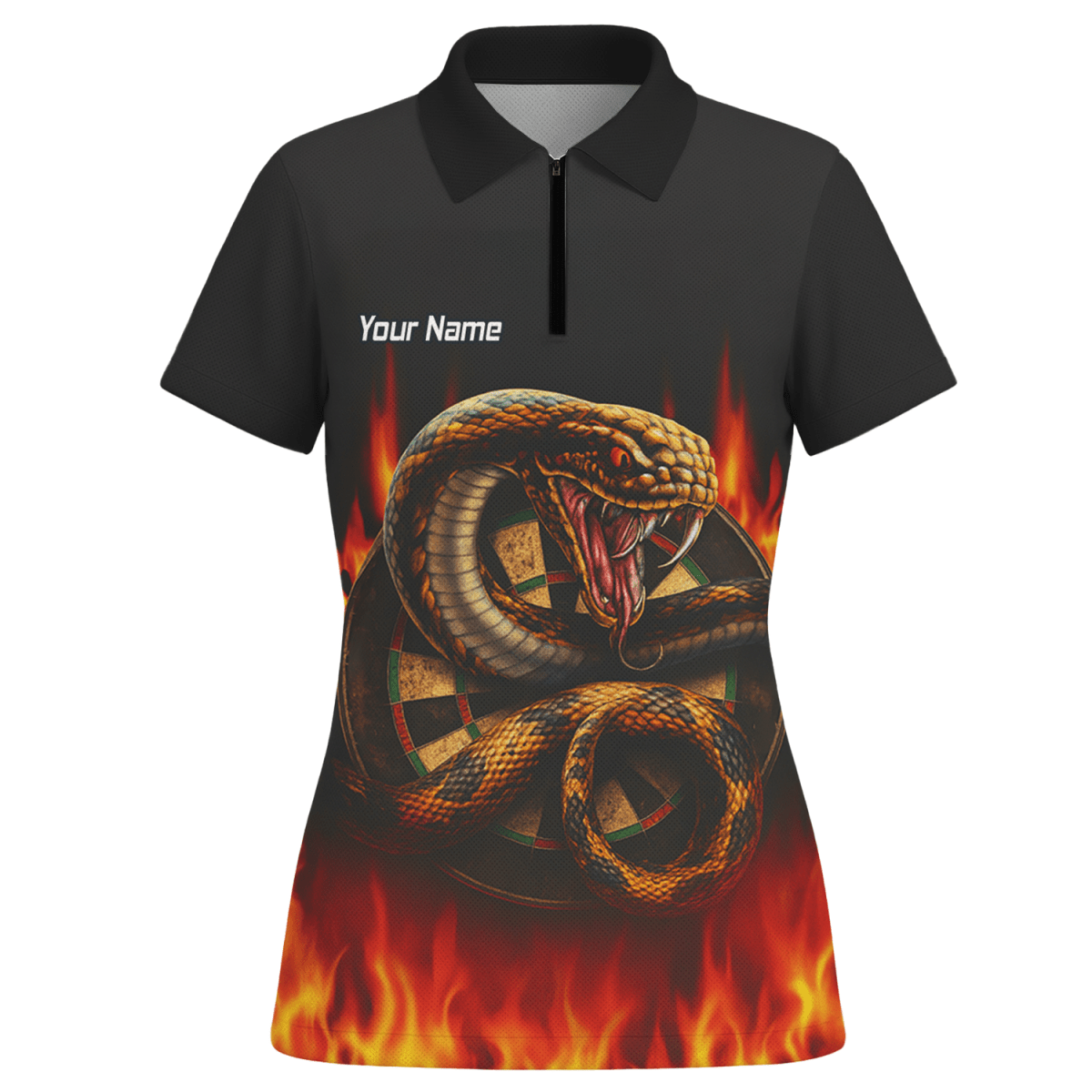 Personalisiertes Damen Poloshirt – Kobra Feuer Darts Motiv Schwarz Rot G4939 - Outfitsuche