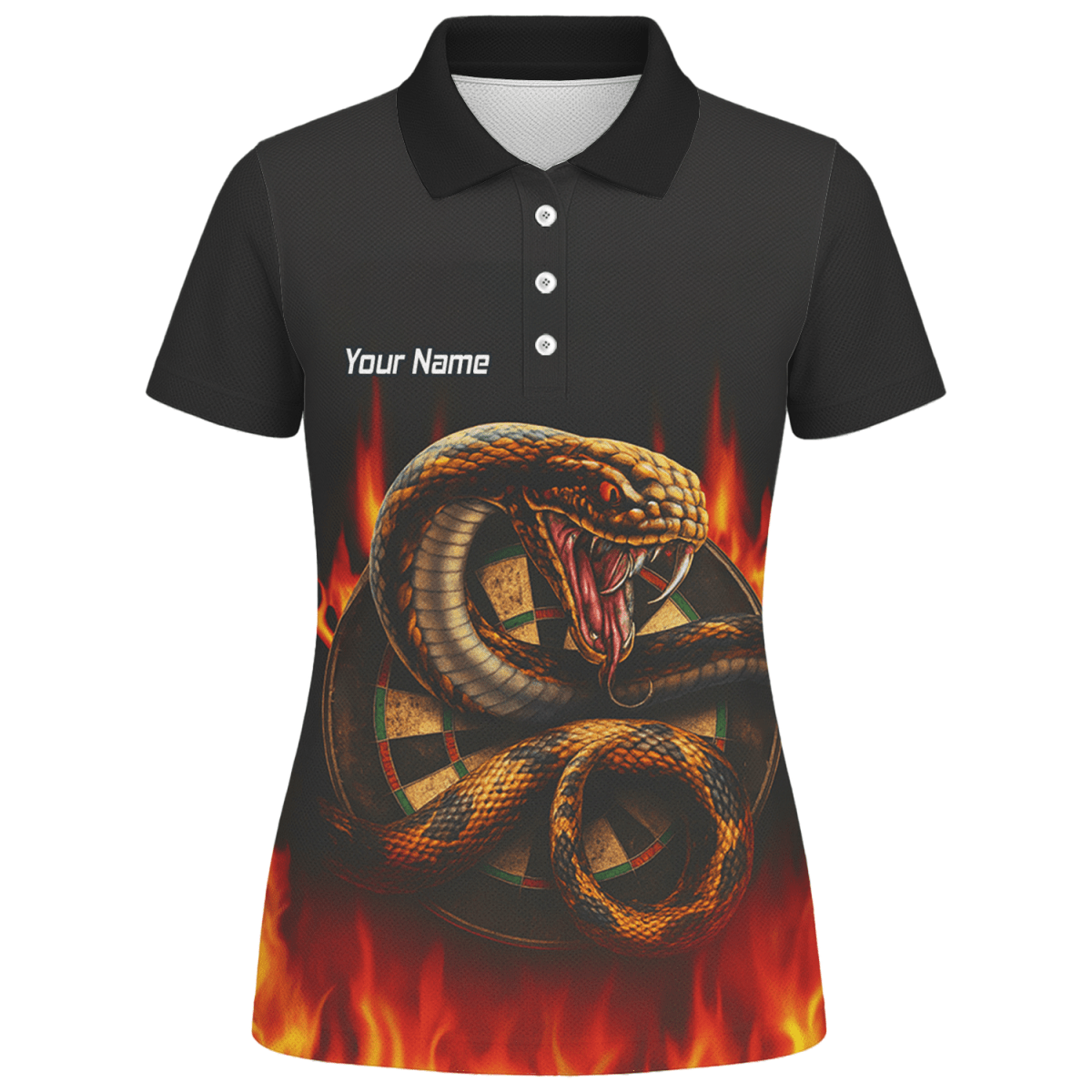 Personalisiertes Damen Poloshirt – Kobra Feuer Darts Motiv Schwarz Rot G4939 - Outfitsuche