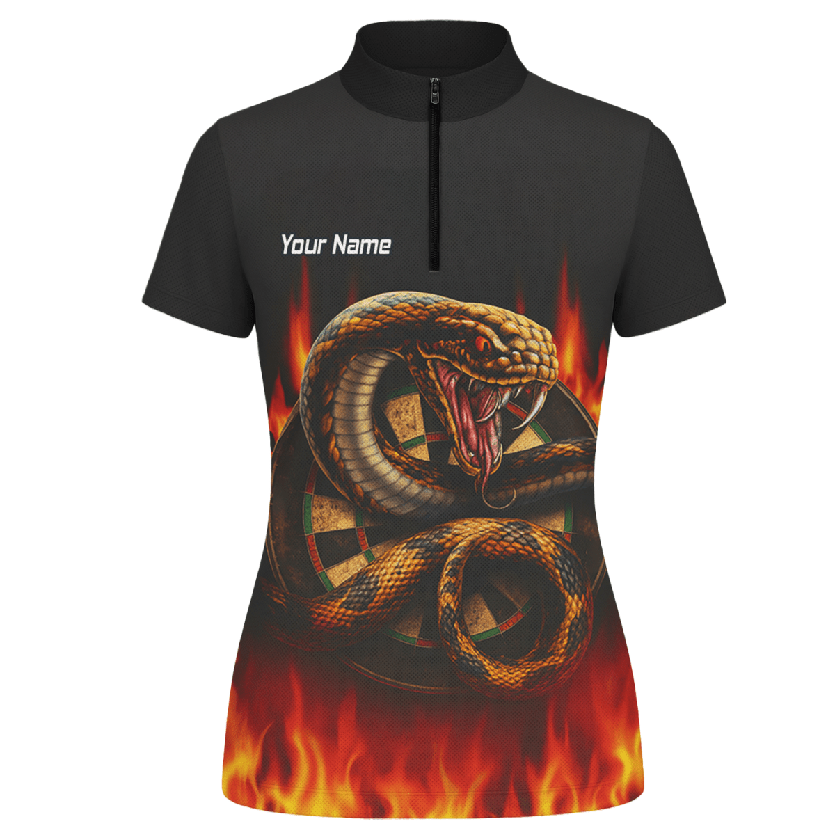 Personalisiertes Damen Poloshirt – Kobra Feuer Darts Motiv Schwarz Rot G4939 - Outfitsuche