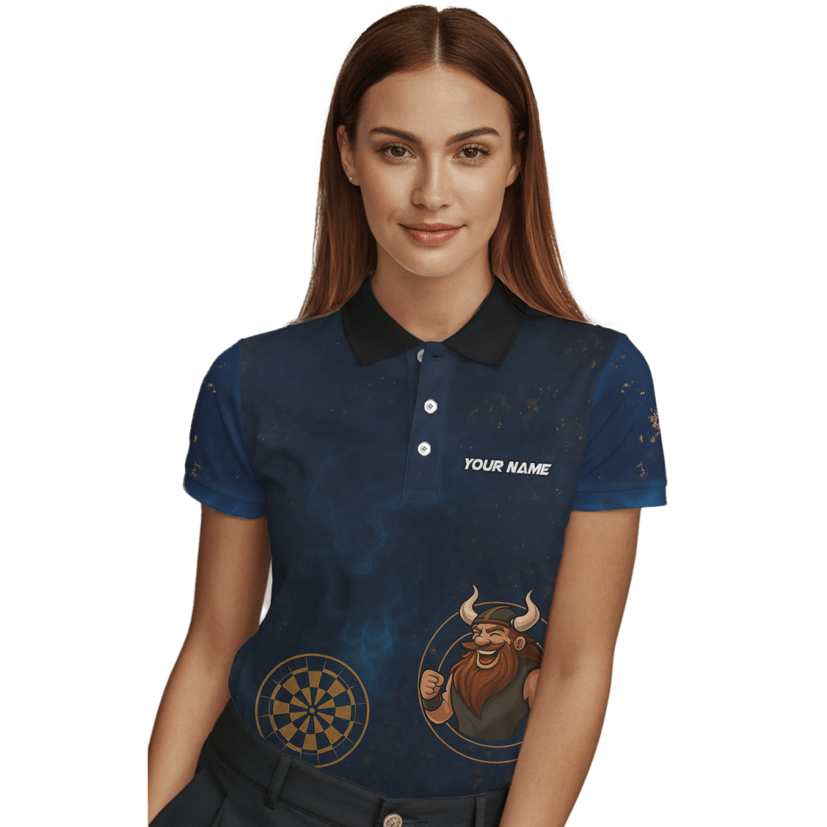 Personalisiertes Damen Poloshirt Marineblau Wikinger - Dart - Outfitsuche