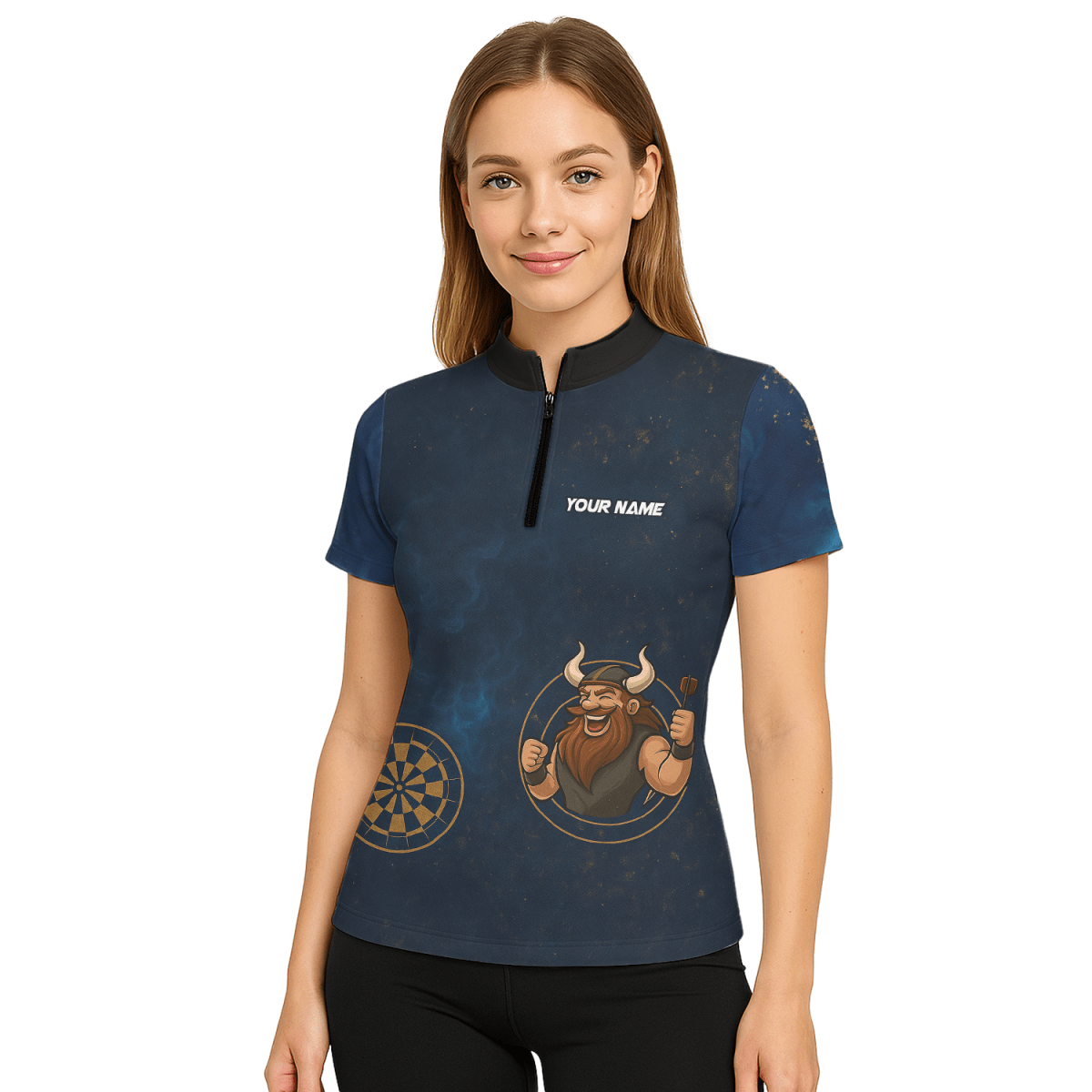 Personalisiertes Damen Poloshirt Marineblau Wikinger - Dart - Outfitsuche
