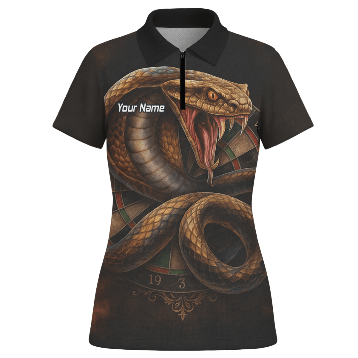 Personalisiertes Damen Poloshirt mit Bedrohlichem Schlangen - Dart - Motiv, Schwarz Braun X9746 - Outfitsuche
