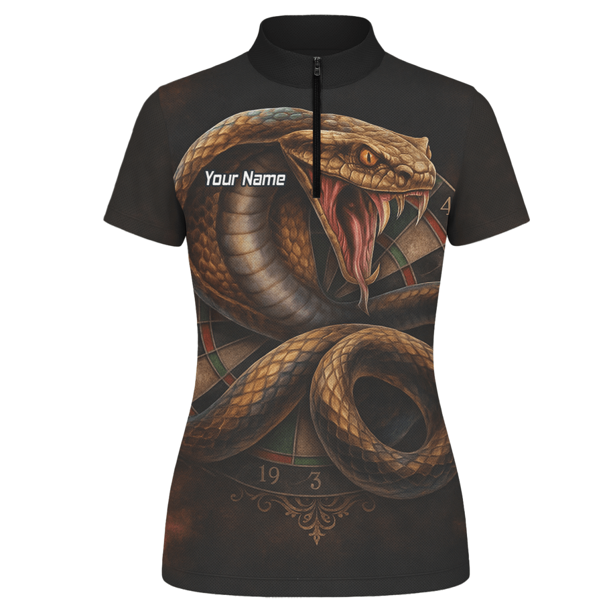 Personalisiertes Damen Poloshirt mit Bedrohlichem Schlangen - Dart - Motiv, Schwarz Braun X9746 - Outfitsuche