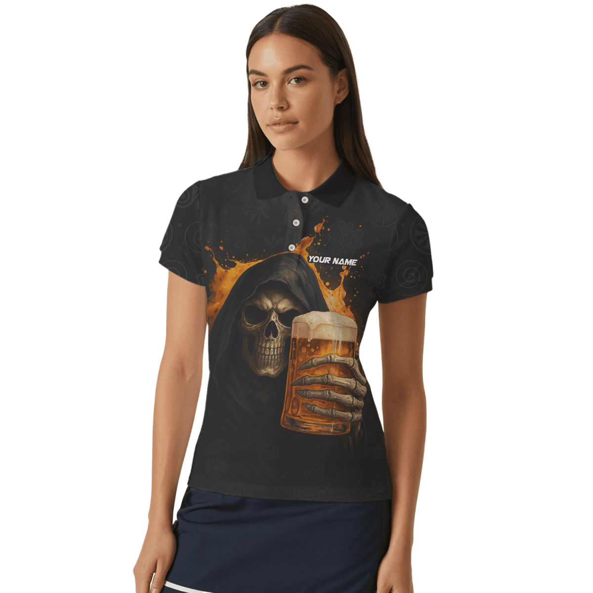 Personalisiertes Damen - Poloshirt mit grünem Flammen - Dart - Motiv Schwarz - Grün W9913 - Outfitsuche
