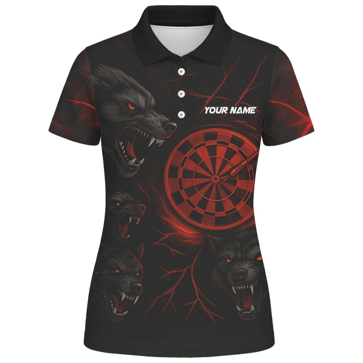 Personalisiertes Damen Poloshirt mit Sensenmann - Motiv für Darts & Bier – Schwarz - Orange B8975 - Outfitsuche