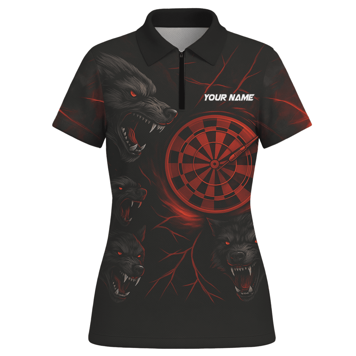 Personalisiertes Damen Poloshirt mit Sensenmann - Motiv für Darts & Bier – Schwarz - Orange B8975 - Outfitsuche