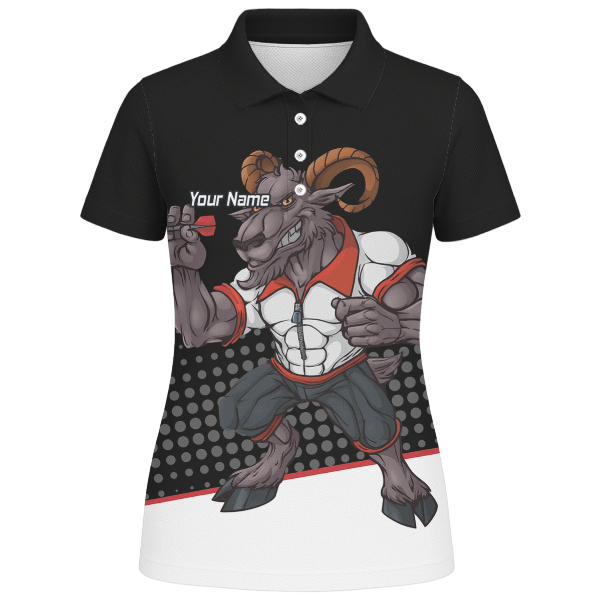 Personalisiertes Damen Poloshirt Ram Darts Schwarz Weiß Rot P4998 - Outfitsuche
