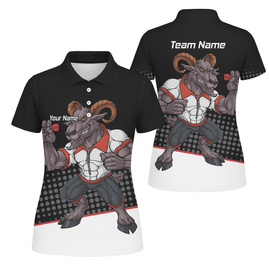 Personalisiertes Damen Poloshirt Ram Darts Schwarz Weiß Rot P4998 - Outfitsuche