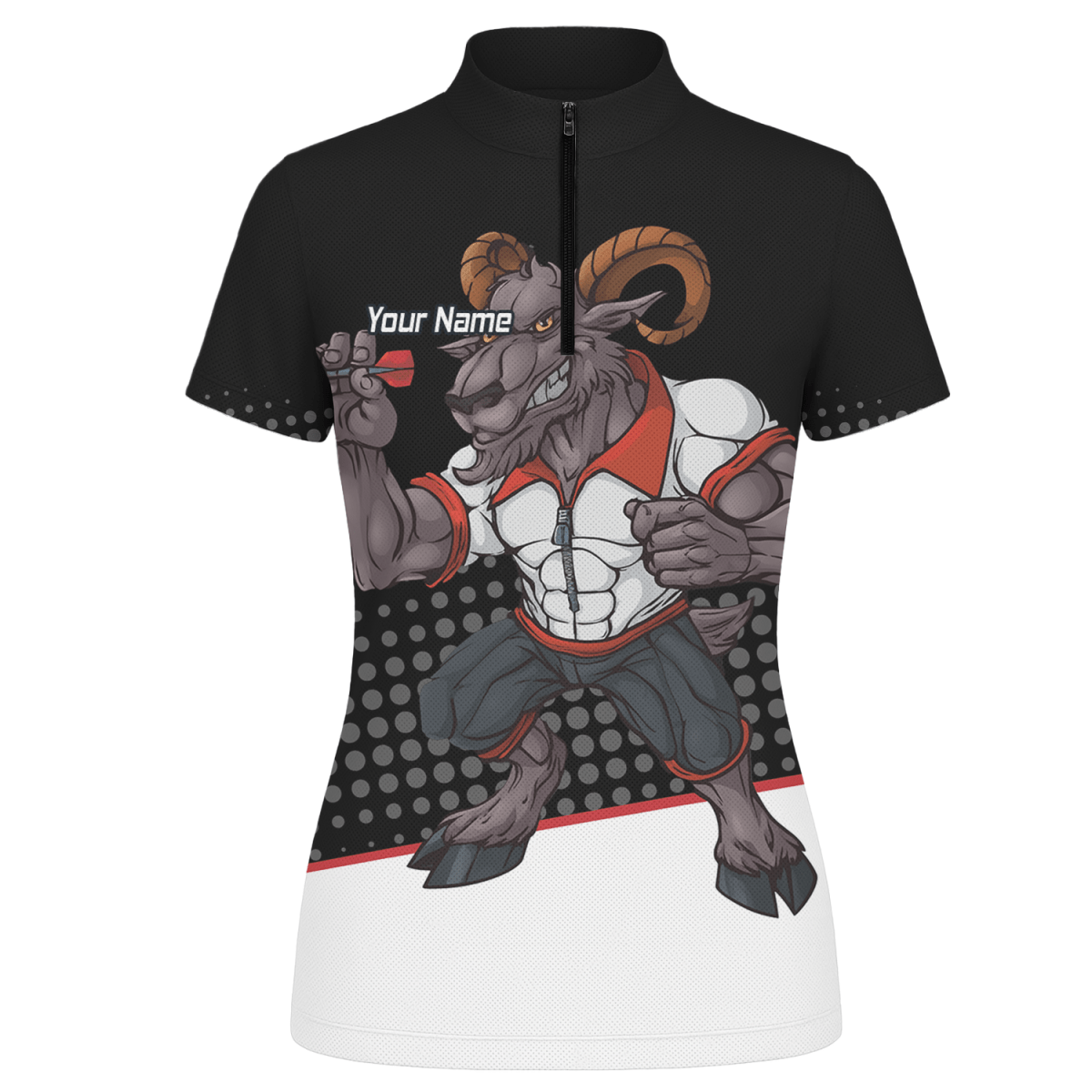 Personalisiertes Damen Poloshirt Ram Darts Schwarz Weiß Rot P4998 - Outfitsuche