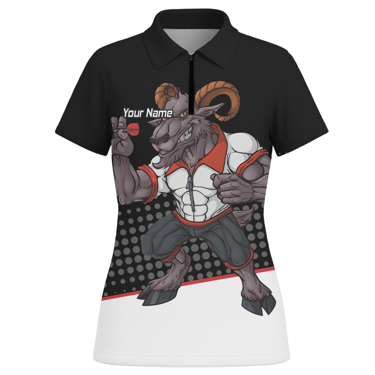 Personalisiertes Damen Poloshirt Ram Darts Schwarz Weiß Rot P4998 - Outfitsuche