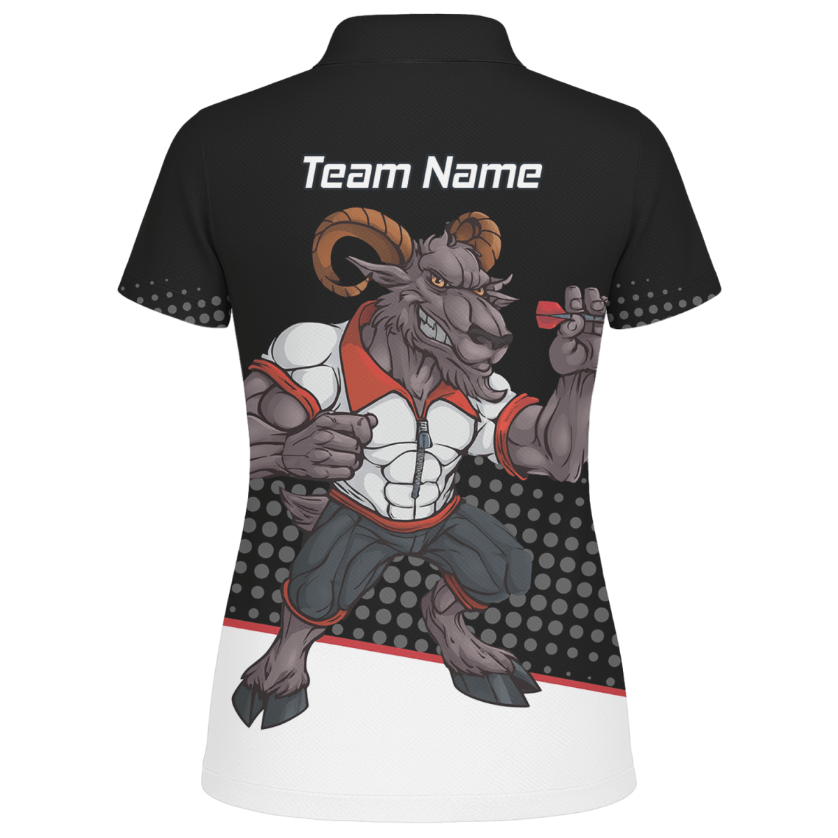 Personalisiertes Damen Poloshirt Ram Darts Schwarz Weiß Rot P4998 - Outfitsuche