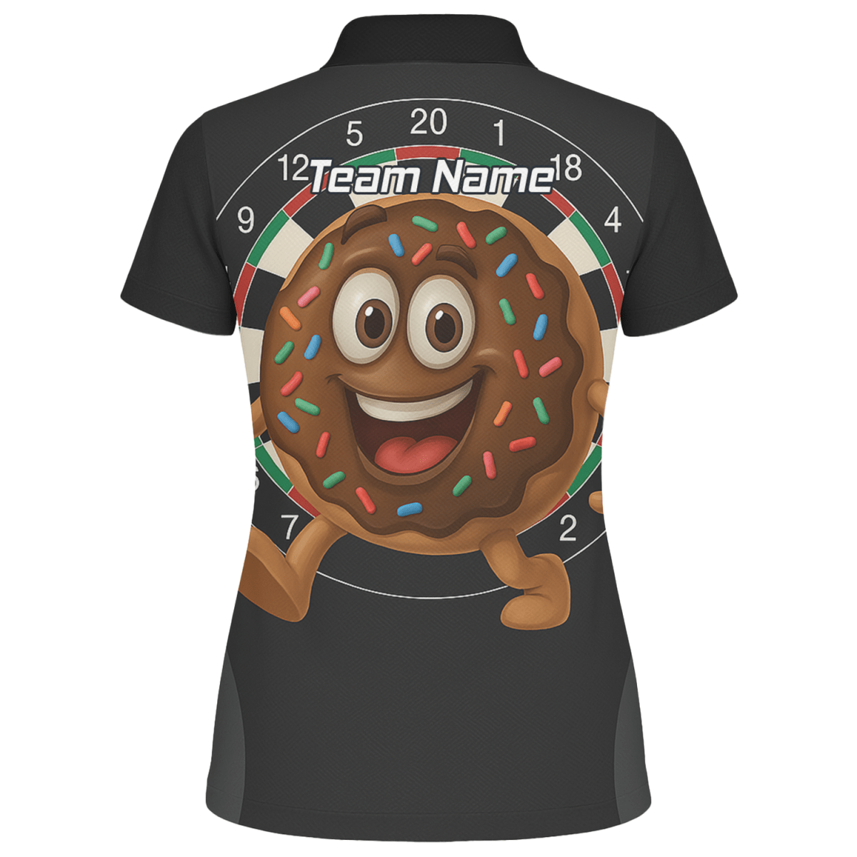 Personalisiertes Damen Poloshirt Schwarz – Lustiger Schoko - Donut Streusel Dart Motiv R0697 - Outfitsuche