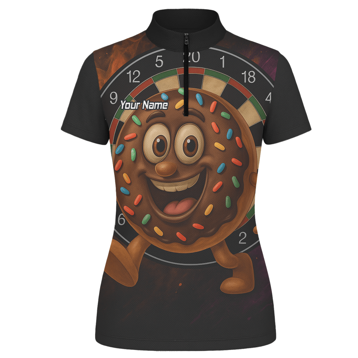 Personalisiertes Damen Poloshirt Schwarz – Lustiger Schoko - Donut Streusel Dart Motiv R0697 - Outfitsuche