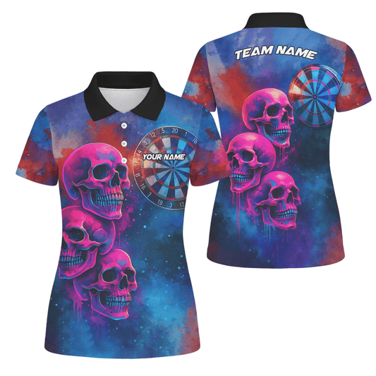 Personalisiertes Damen Poloshirt Weiß mit wildem Wolf, Flammen & Dart - Motiv Z8408 - Outfitsuche