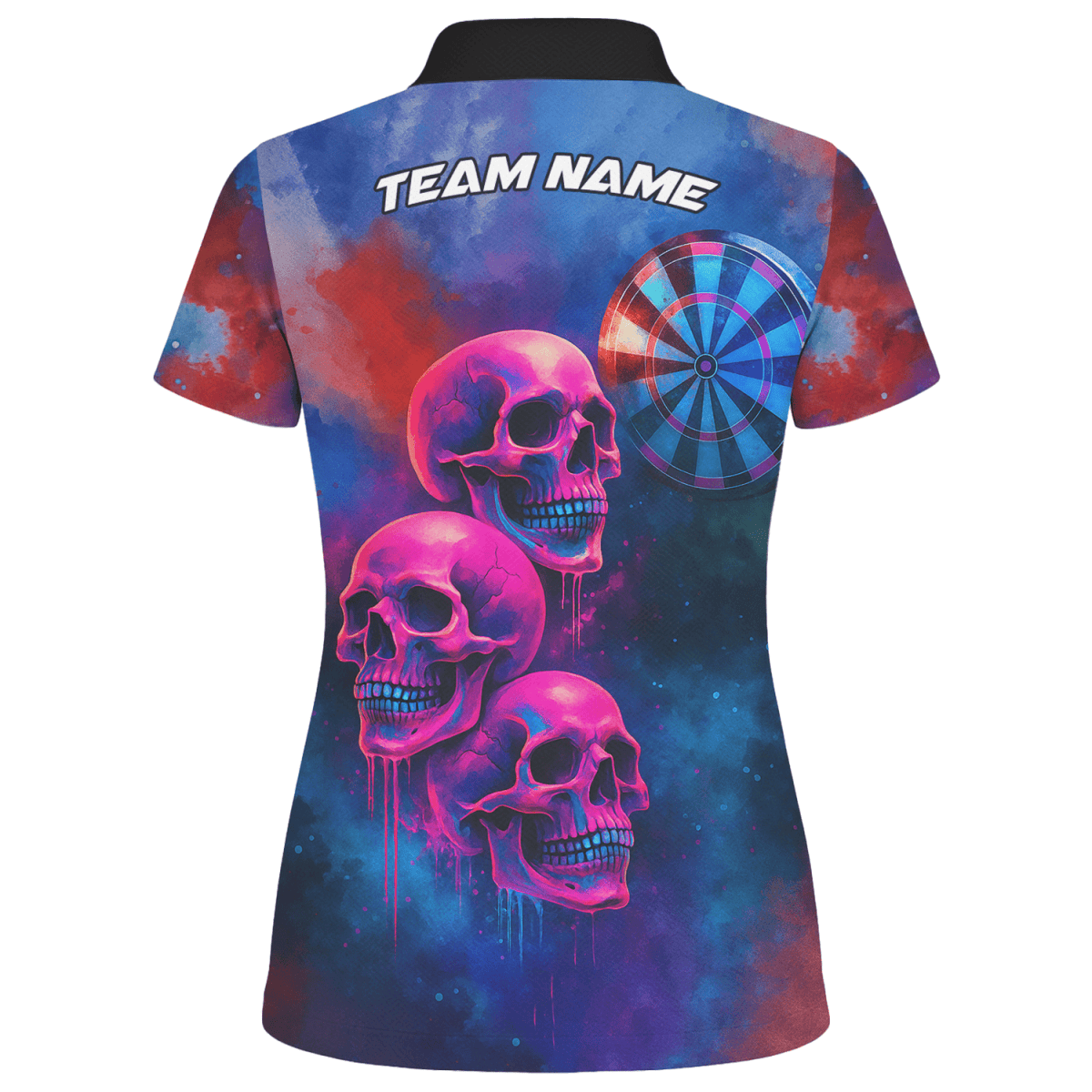Personalisiertes Damen Poloshirt Weiß mit wildem Wolf, Flammen & Dart - Motiv Z8408 - Outfitsuche
