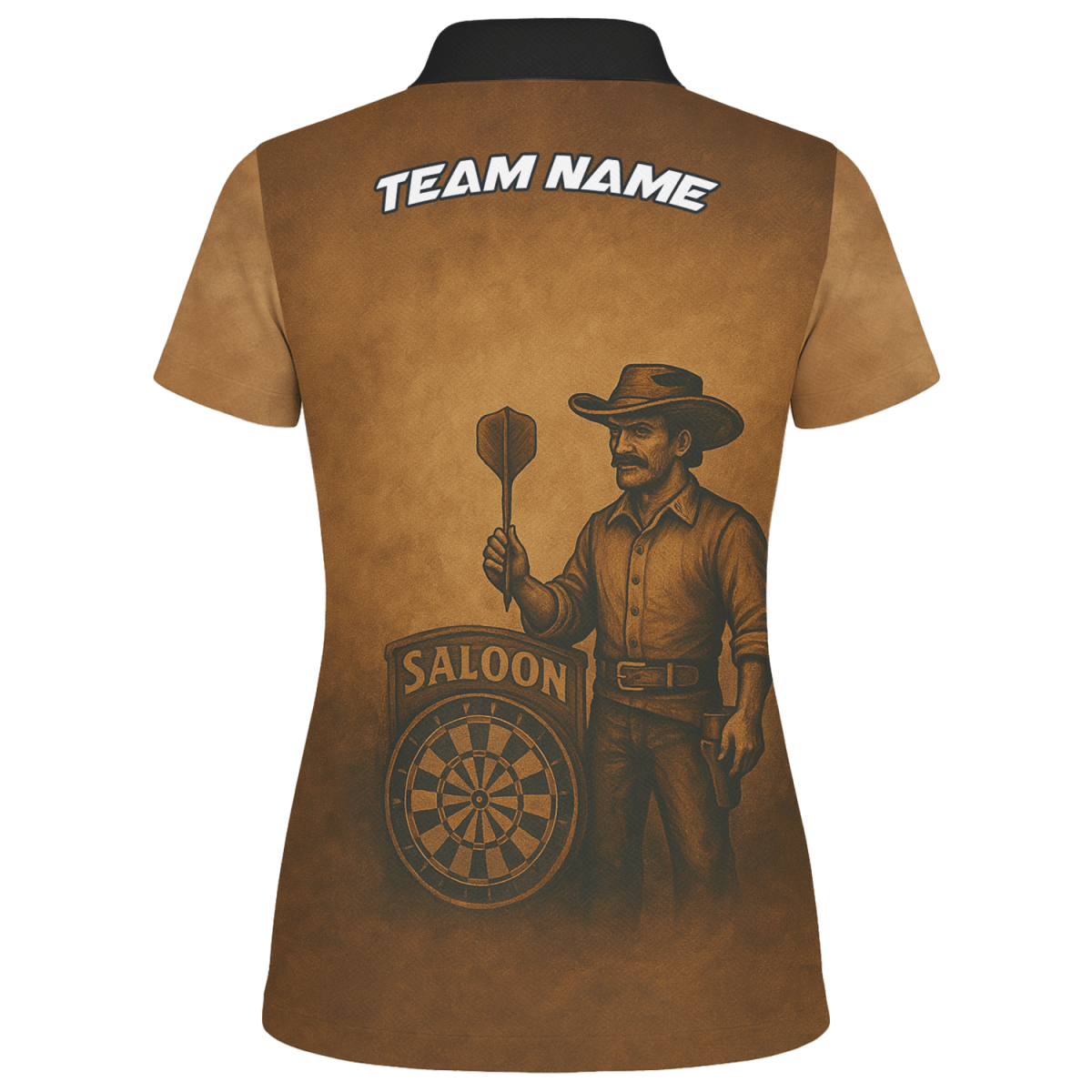 Personalisiertes Damen Poloshirt Western Darts Braun Schwarz - Outfitsuche