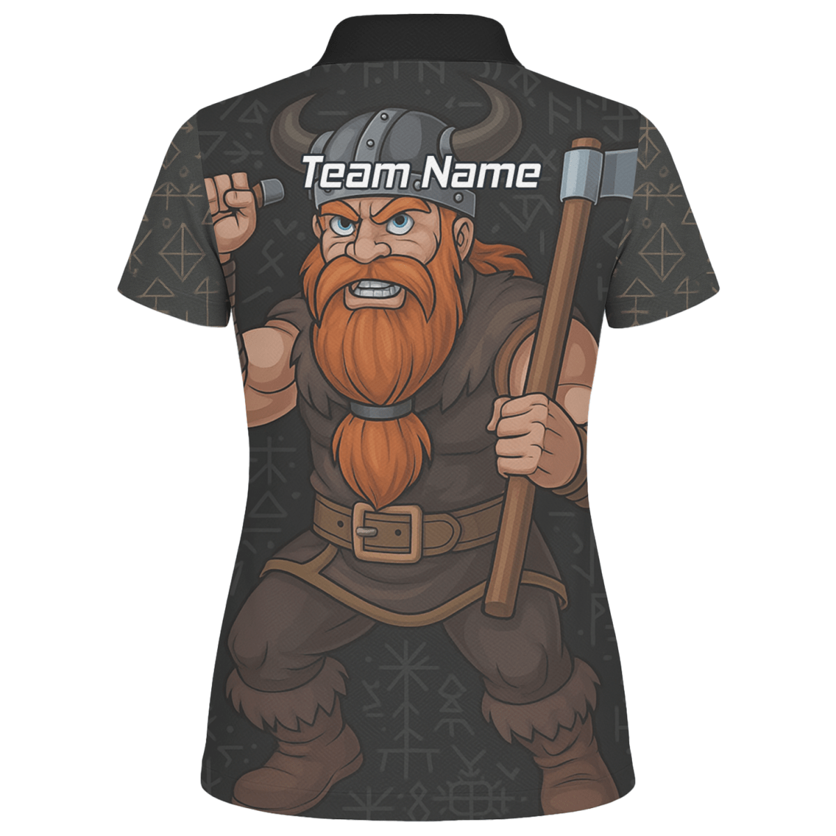 Personalisiertes Damen Poloshirt Wikinger Axt Motiv Schwarz Rot O0632 - Outfitsuche