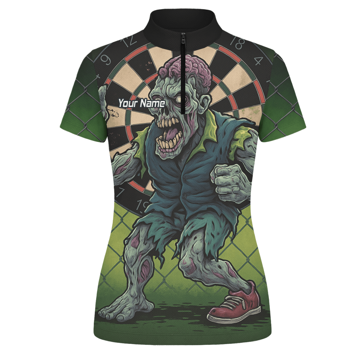 Personalisiertes Damen Poloshirt Zombie Darts Grün Schwarz P6458 - Outfitsuche