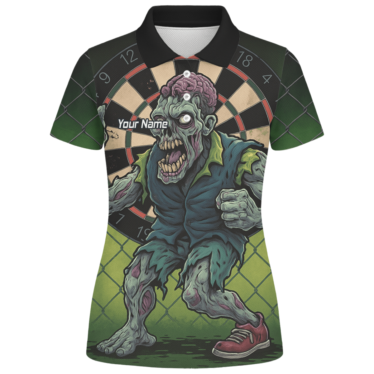 Personalisiertes Damen Poloshirt Zombie Darts Grün Schwarz P6458 - Outfitsuche