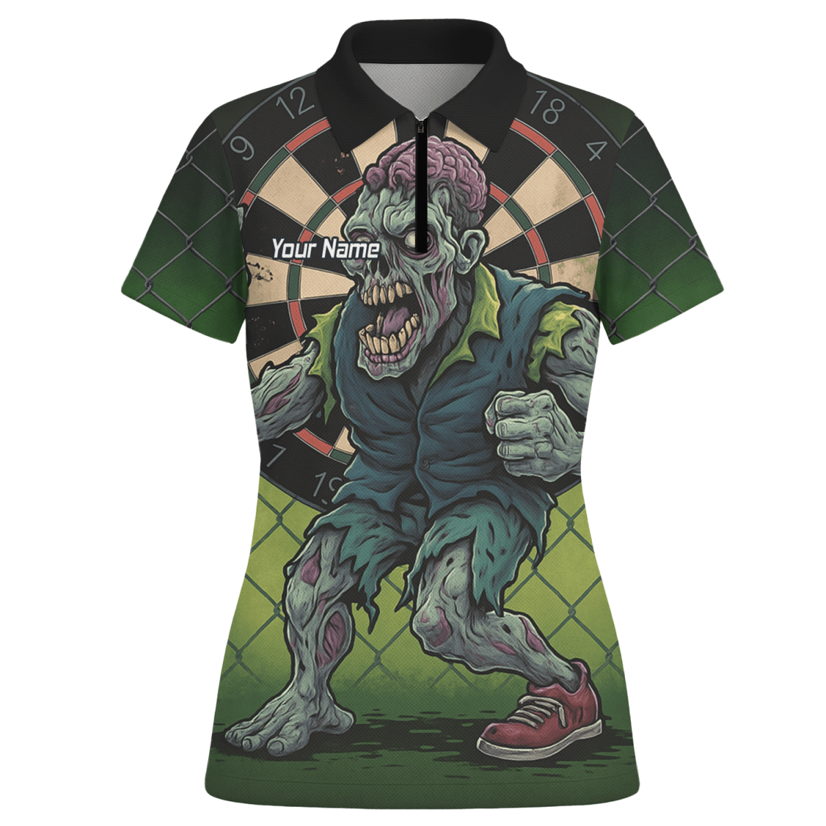 Personalisiertes Damen Poloshirt Zombie Darts Grün Schwarz P6458 - Outfitsuche