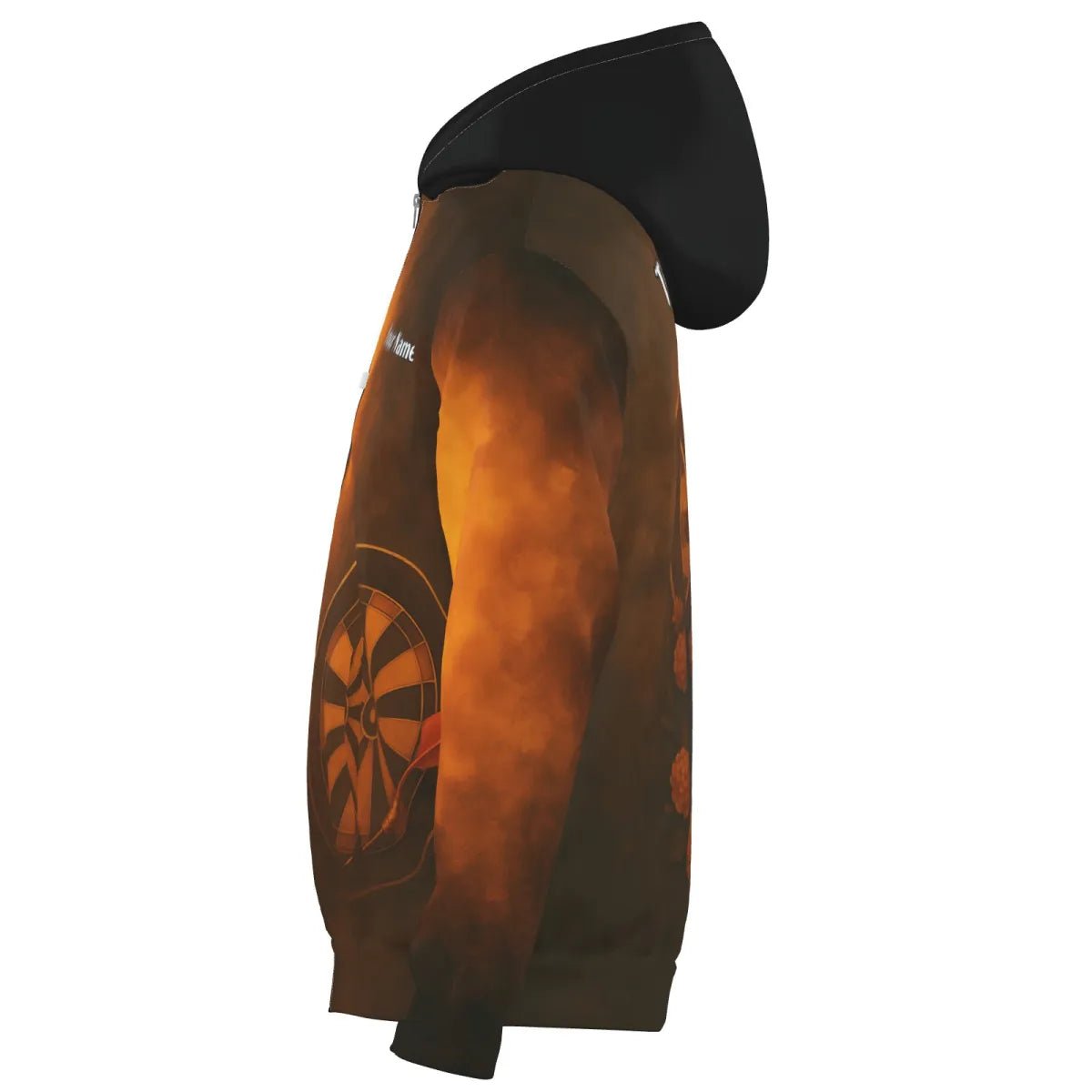 Personalisiertes Dart - Hoodie mit Reißverschluss Tag der Toten Zuckerschädel Darts Braun - Orange K7534 - Outfitsuche