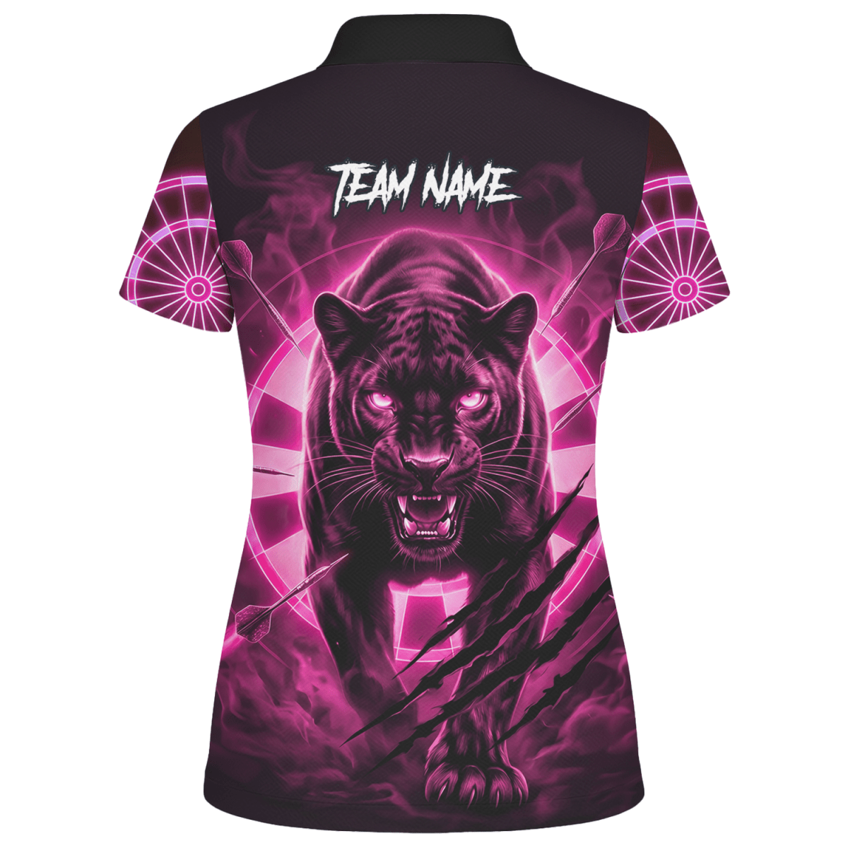 Personalisiertes Dart Polo Damen – Panther Design Schwarz - Neonpink F5579p - Outfitsuche