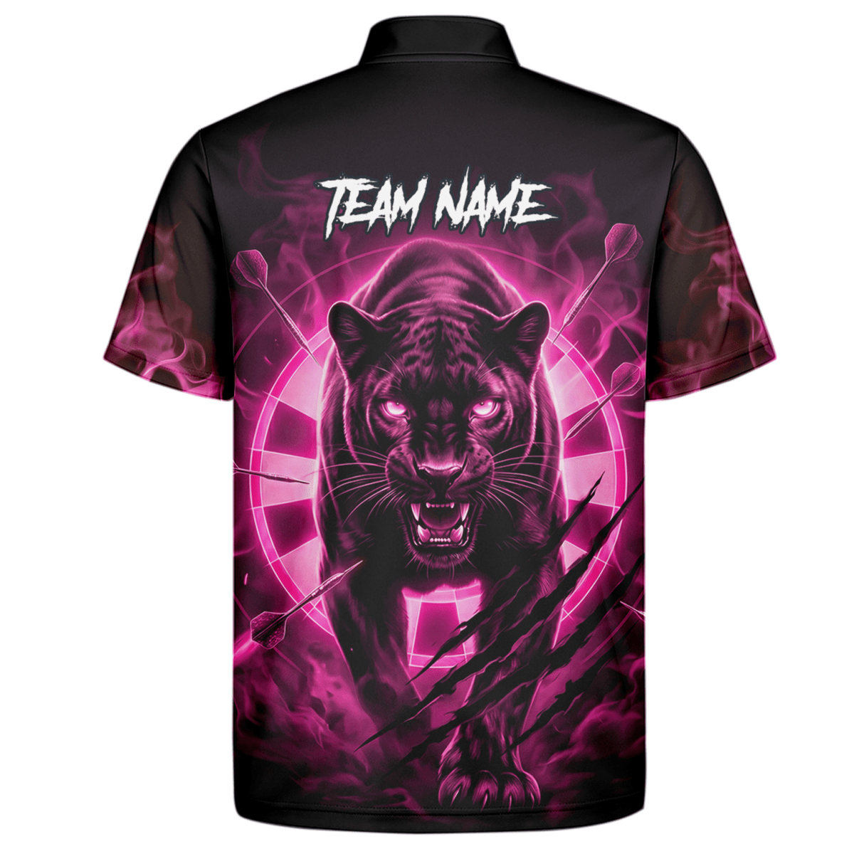 Personalisiertes Dart Polo Herren – Panther Design Schwarz - Neonpink F5579p - Outfitsuche