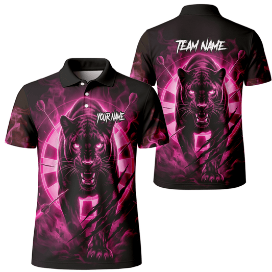 Personalisiertes Dart Polo Herren – Panther Design Schwarz - Neonpink F5579p - Outfitsuche