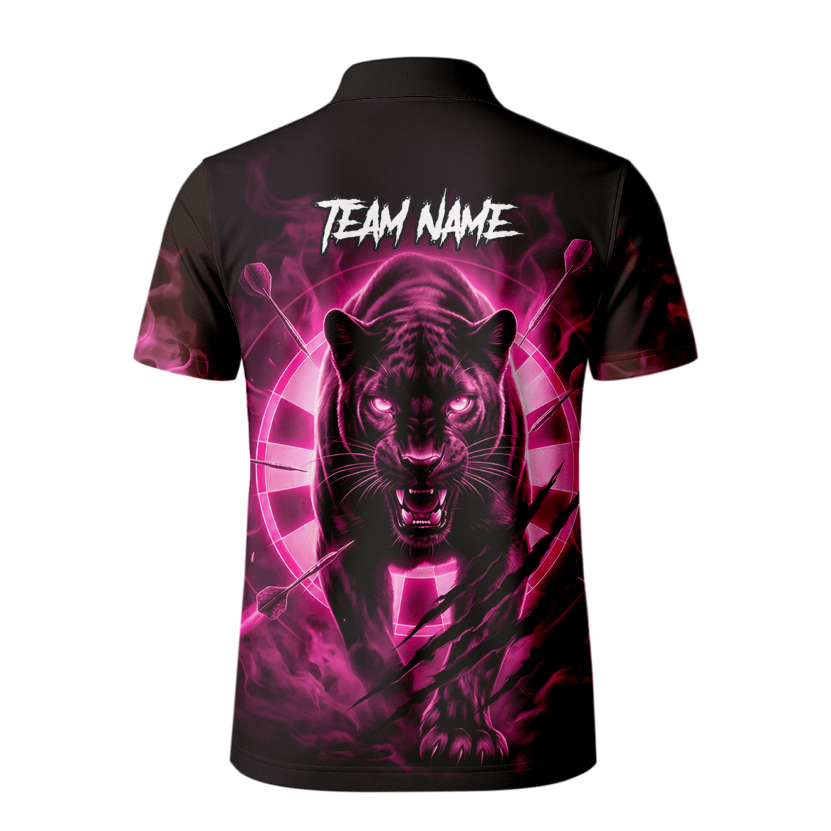 Personalisiertes Dart Polo Herren – Panther Design Schwarz - Neonpink F5579p - Outfitsuche