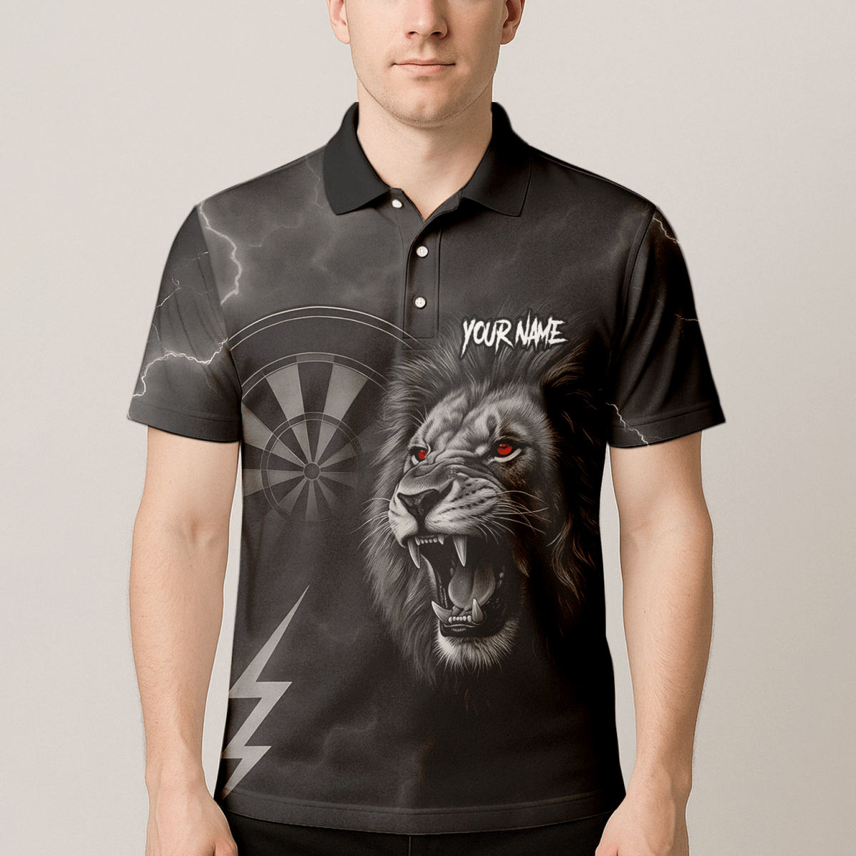 Personalisiertes Dart Polo Herren – Schwarzer Löwe & Blitz KL8320 - Outfitsuche