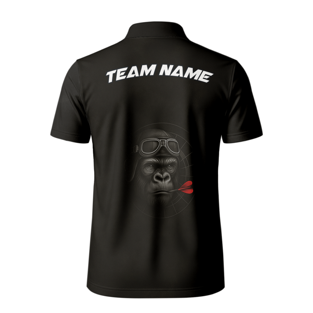 Personalisiertes Dart Polo Shirt für Herren - Gorilla - Brille Roter Dart Schwarzer Name - G7594 - Outfitsuche