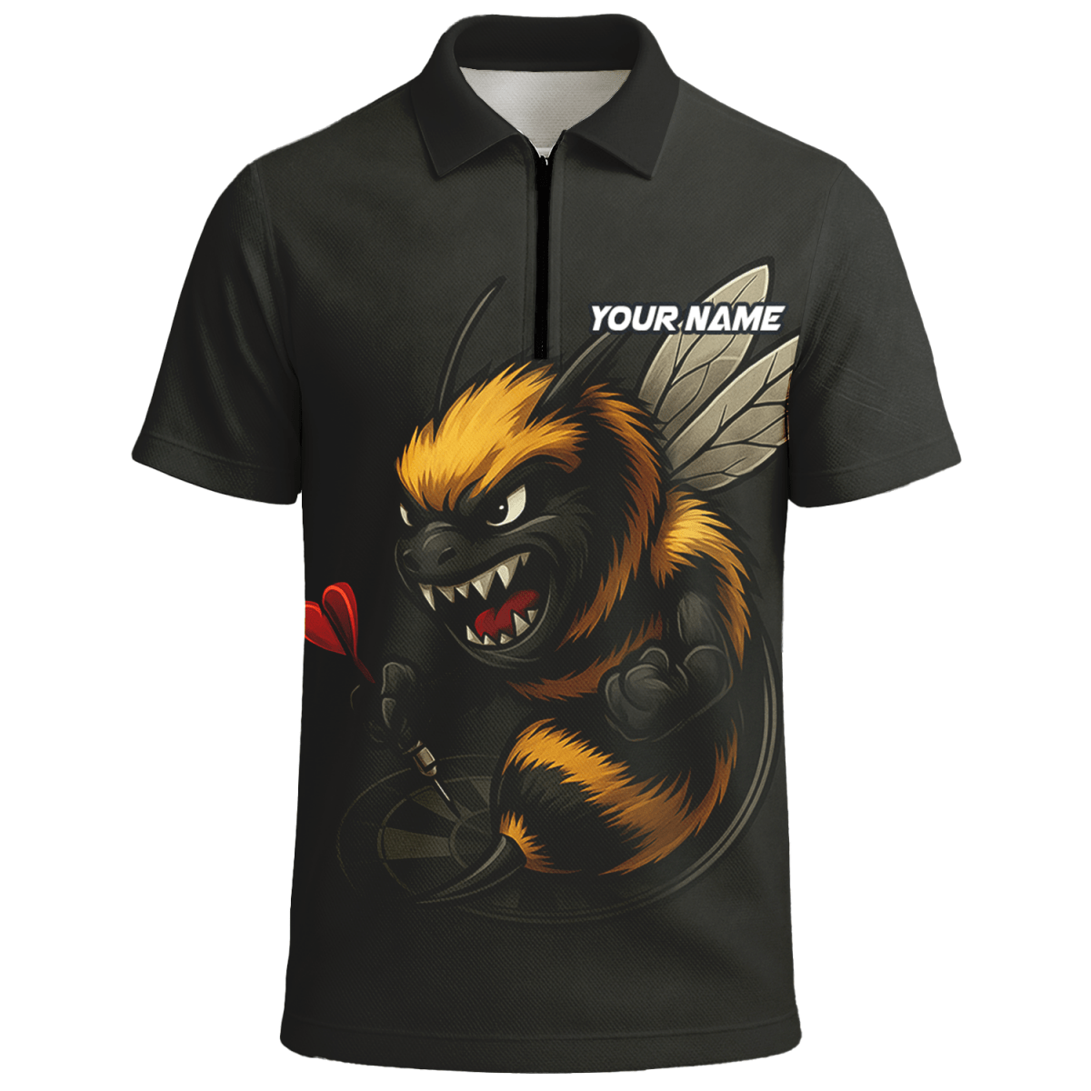 Personalisiertes Dart Polo - Shirt für Herren - Wütende Biene Motiv - Schwarz F7624 - Outfitsuche