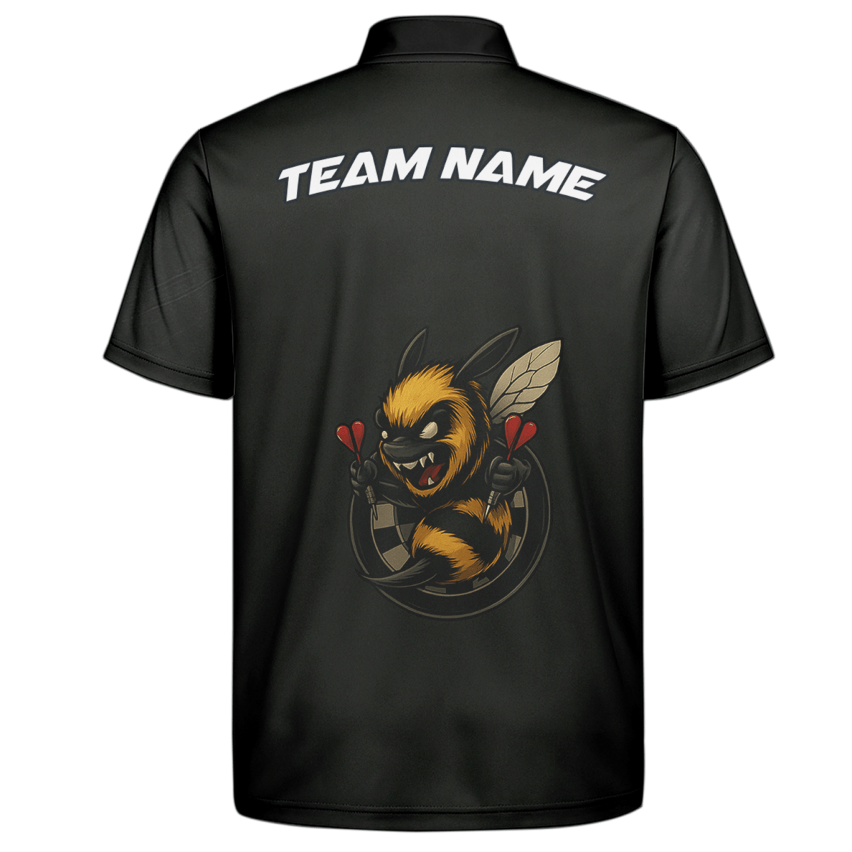 Personalisiertes Dart Polo - Shirt für Herren - Wütende Biene Motiv - Schwarz F7624 - Outfitsuche