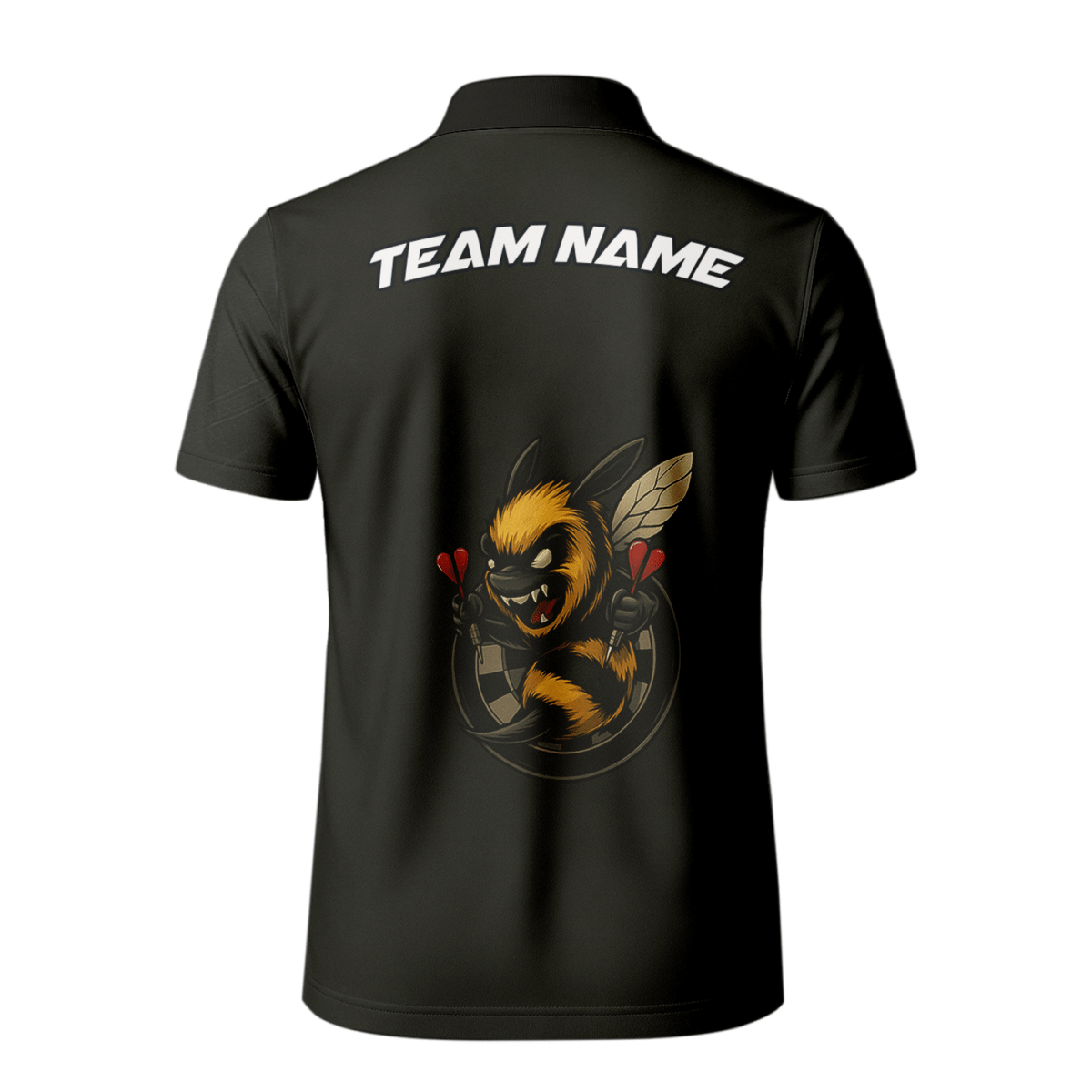 Personalisiertes Dart Polo - Shirt für Herren - Wütende Biene Motiv - Schwarz F7624 - Outfitsuche