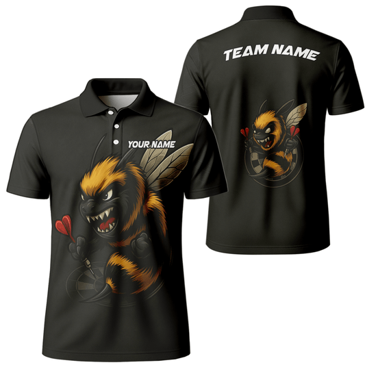 Personalisiertes Dart Polo - Shirt für Herren - Wütende Biene Motiv - Schwarz F7624 - Outfitsuche