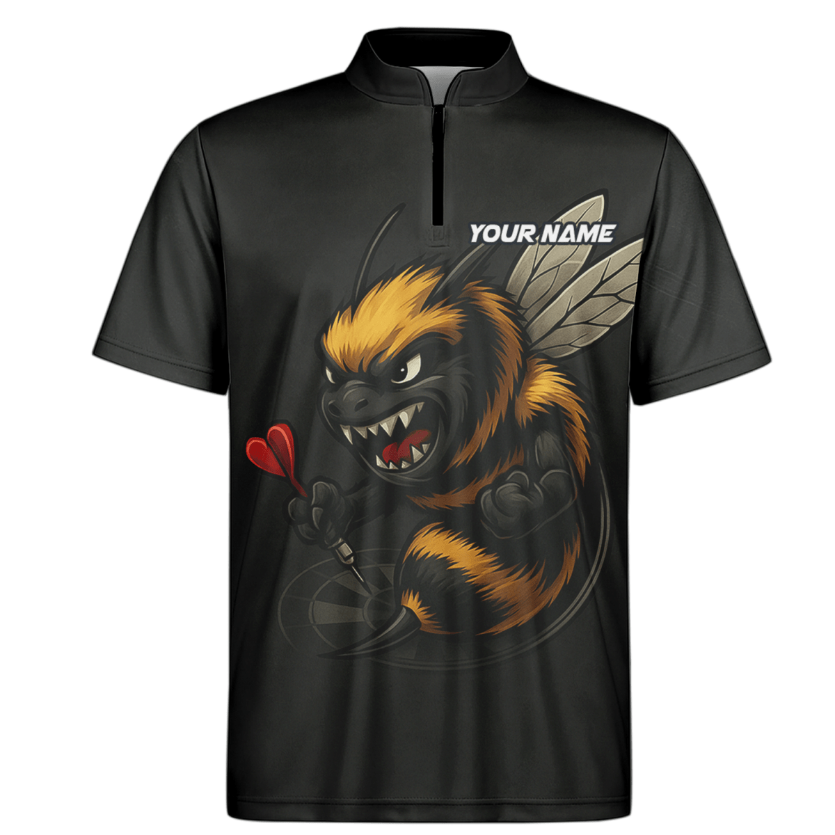 Personalisiertes Dart Polo - Shirt für Herren - Wütende Biene Motiv - Schwarz F7624 - Outfitsuche