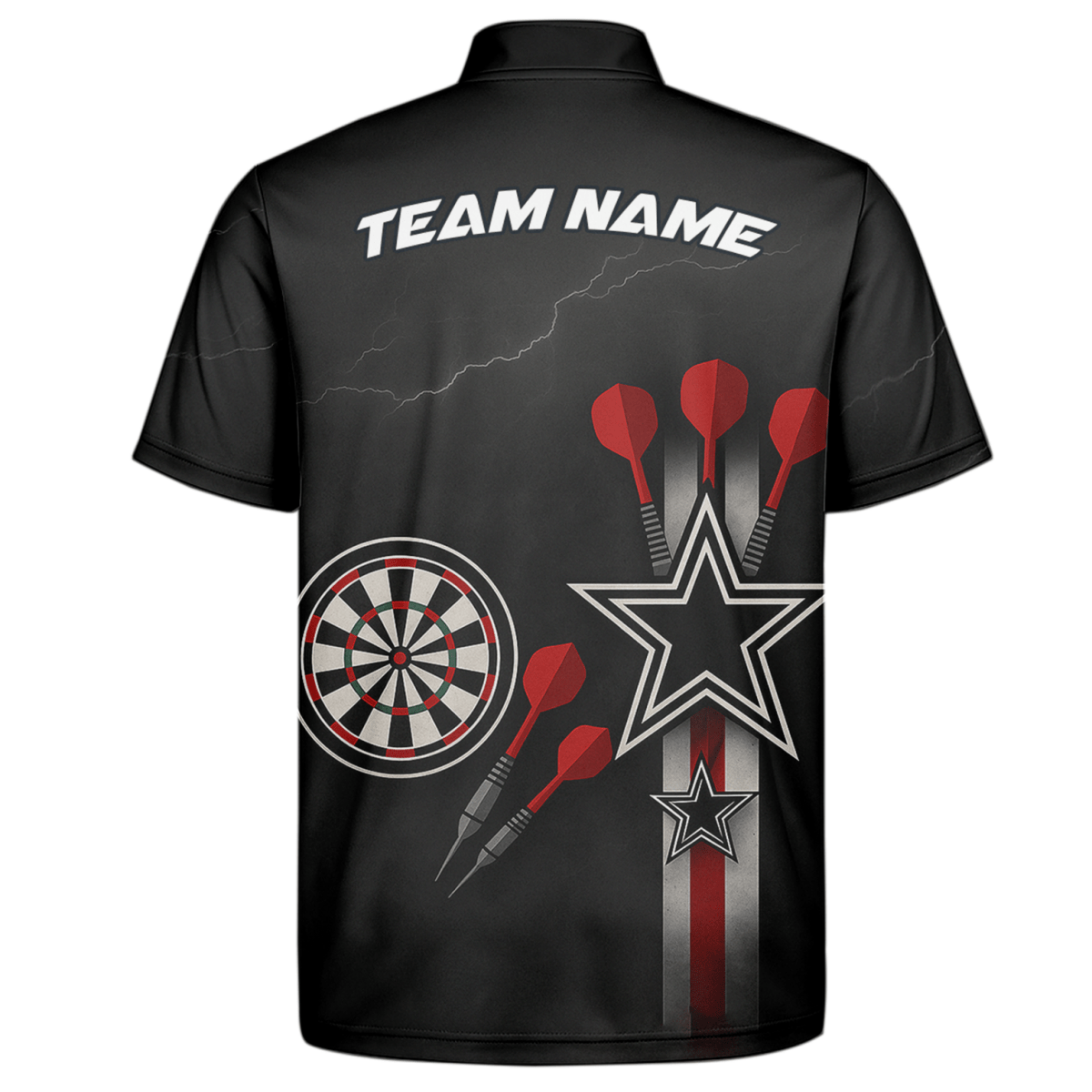 Personalisiertes Dart Polo - Shirt Herren Schwarz Rot Weiß Sterne H3323 - Outfitsuche