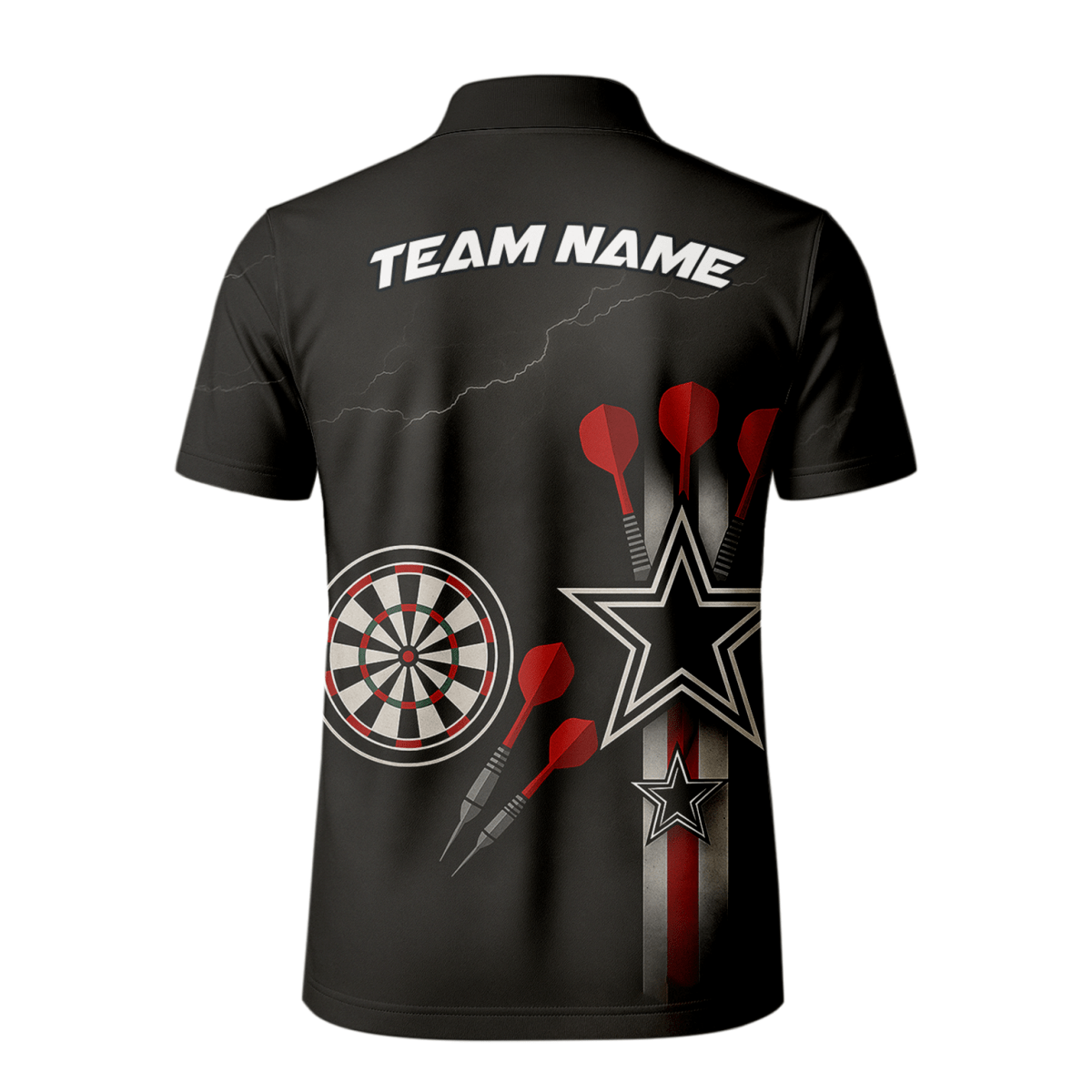 Personalisiertes Dart Polo - Shirt Herren Schwarz Rot Weiß Sterne H3323 - Outfitsuche