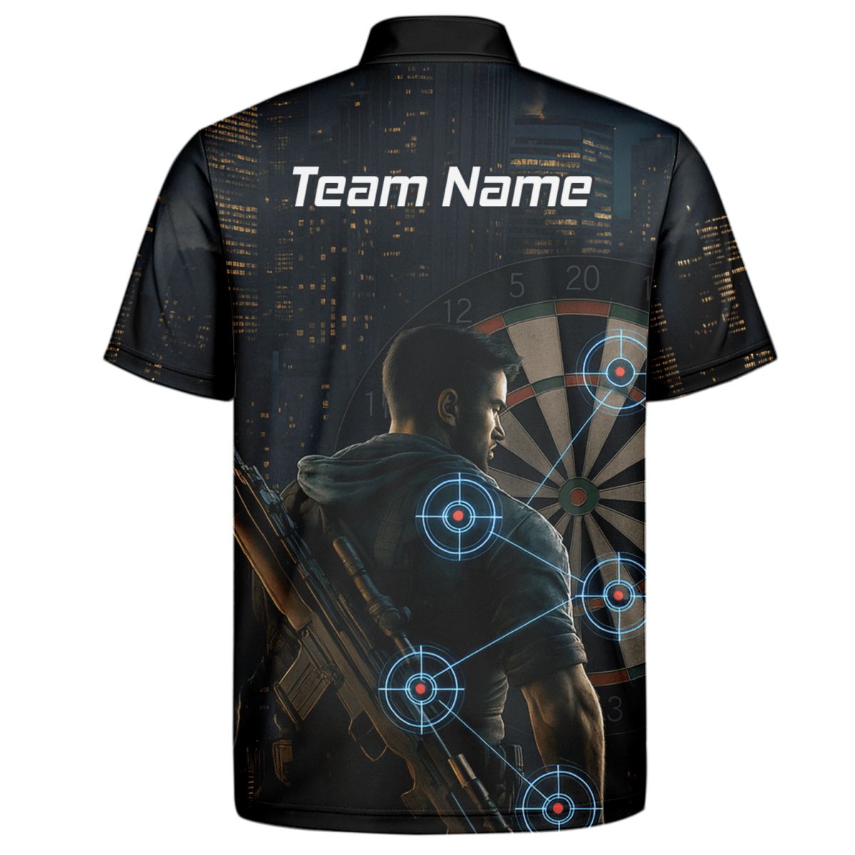 Personalisiertes Dart Polo - Shirt Herren – Taktisches Sniper Design | Black City Night Look P5428 - Outfitsuche
