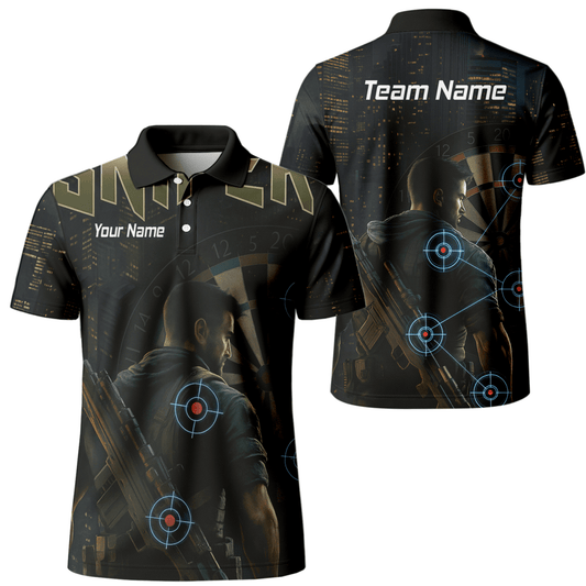 Personalisiertes Dart Polo - Shirt Herren – Taktisches Sniper Design | Black City Night Look P5428 - Outfitsuche