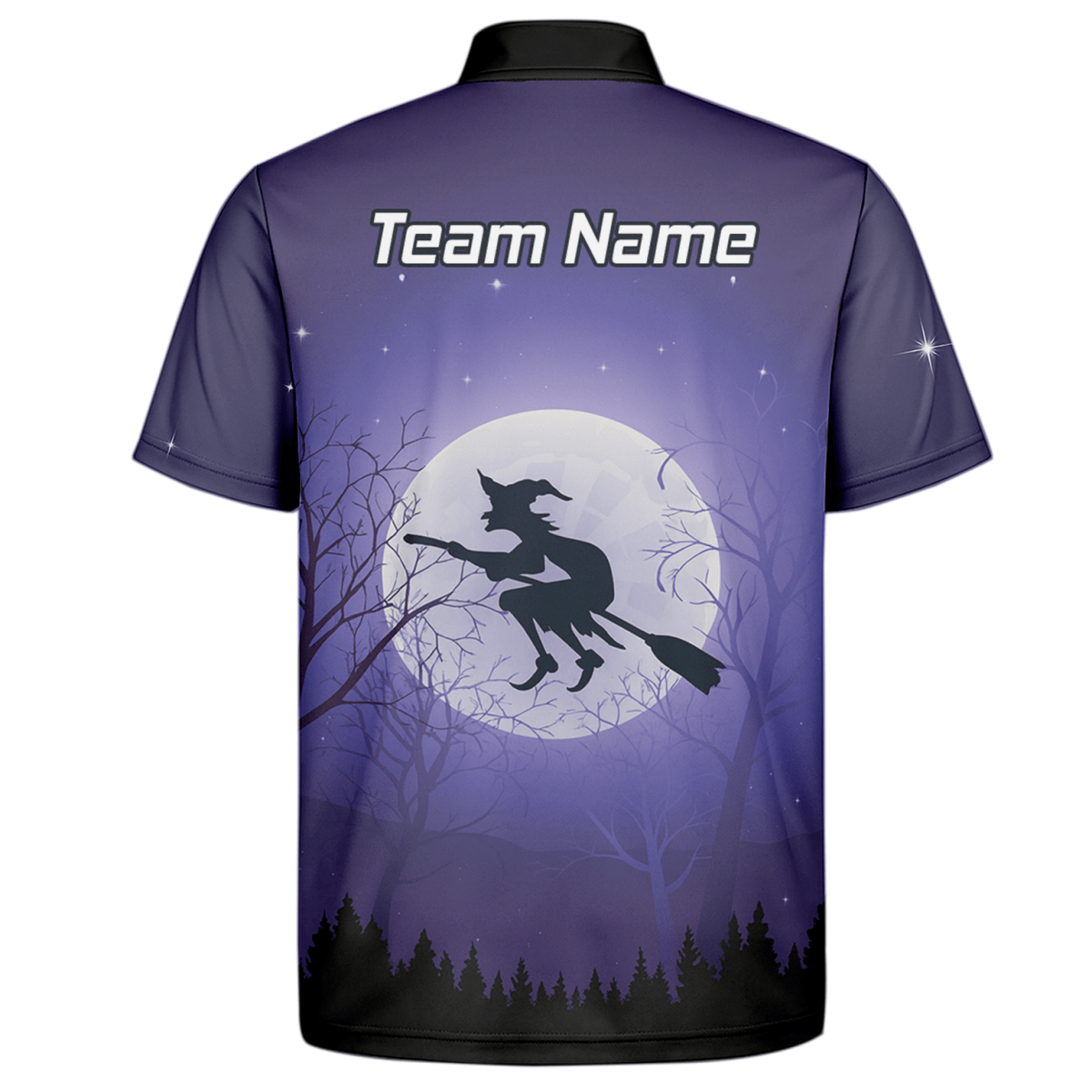Personalisiertes Dart Polohemd für Herren | Hexenflug Mond Design | Lila Schwarz J5877 - Outfitsuche