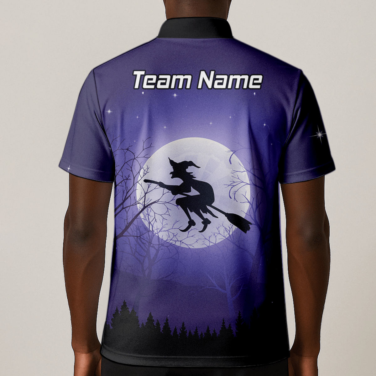 Personalisiertes Dart Polohemd für Herren | Hexenflug Mond Design | Lila Schwarz J5877 - Outfitsuche