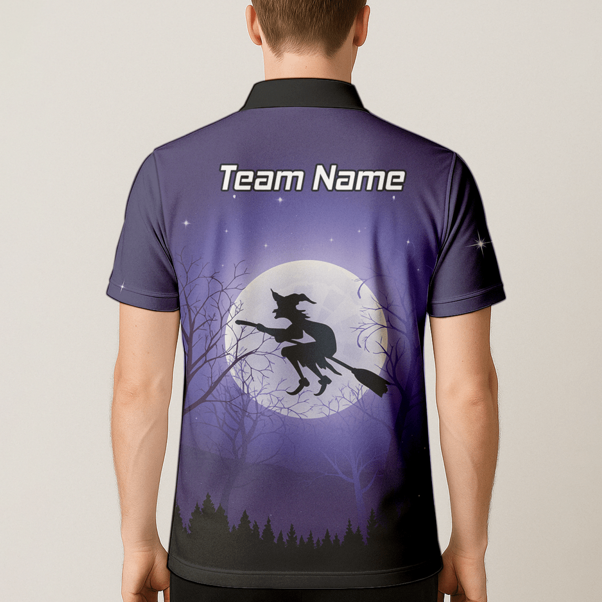 Personalisiertes Dart Polohemd für Herren | Hexenflug Mond Design | Lila Schwarz J5877 - Outfitsuche