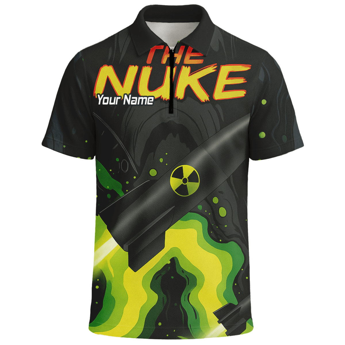 Personalisiertes Dart - Polohemd für Herren – Schwarz - Grün, Individuell gestaltbar, Nuklear - Strahlung Design Z8899 - Outfitsuche